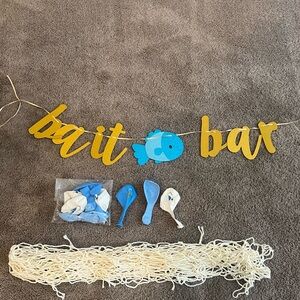 Gold and Blue Bait Bar Party Decoration Set